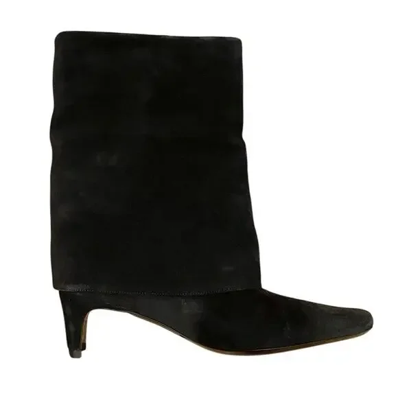 Staud Wally Foldover Black Suede Booties 37 NWOB - Picture 2 of 7